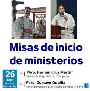 Misas de inicio de ministerios en Temperley y Alejandro Korn